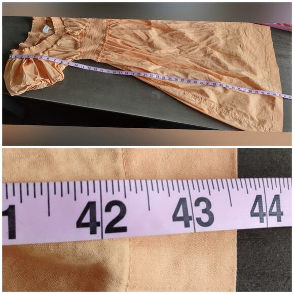 A.L.C. Adena Off-Shoulder Midi Linen Dress Puff Sleeve in Cantaloupe Size 0 - Picture 8 of 13